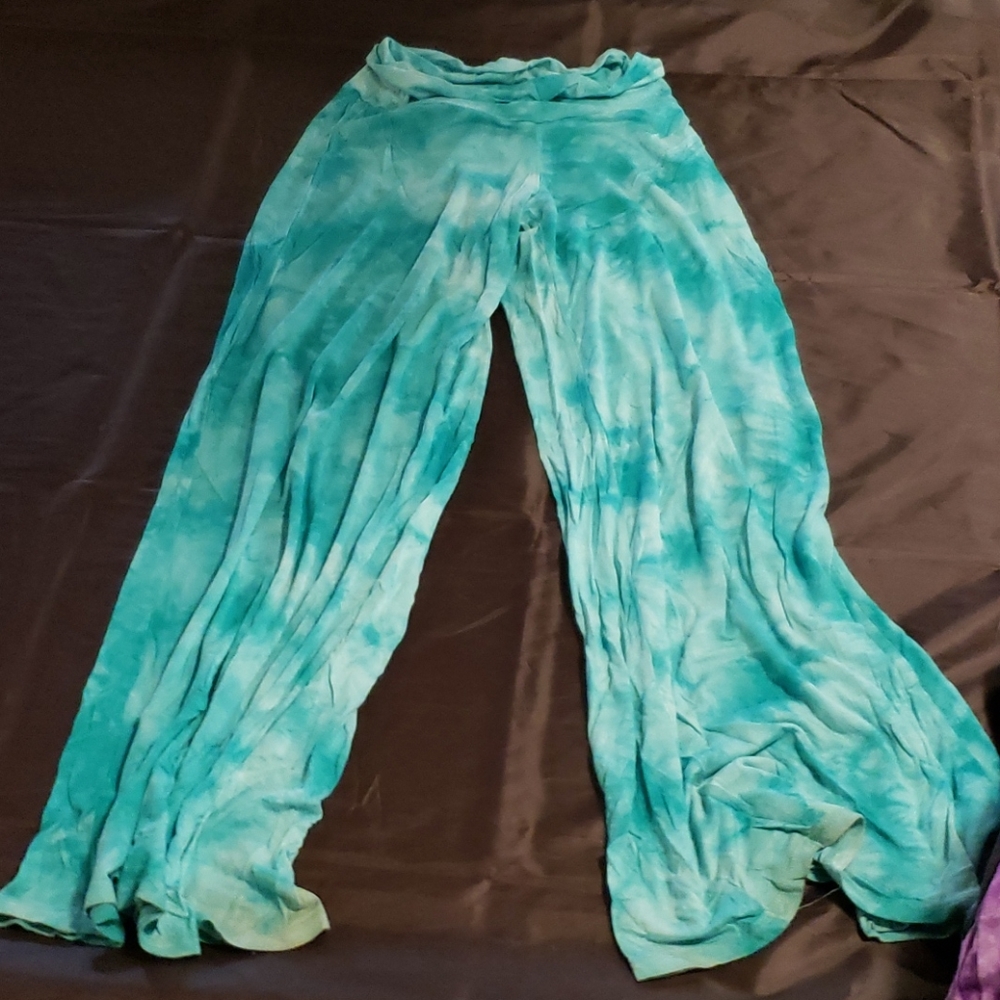 Size small green tie dye palazzo pants